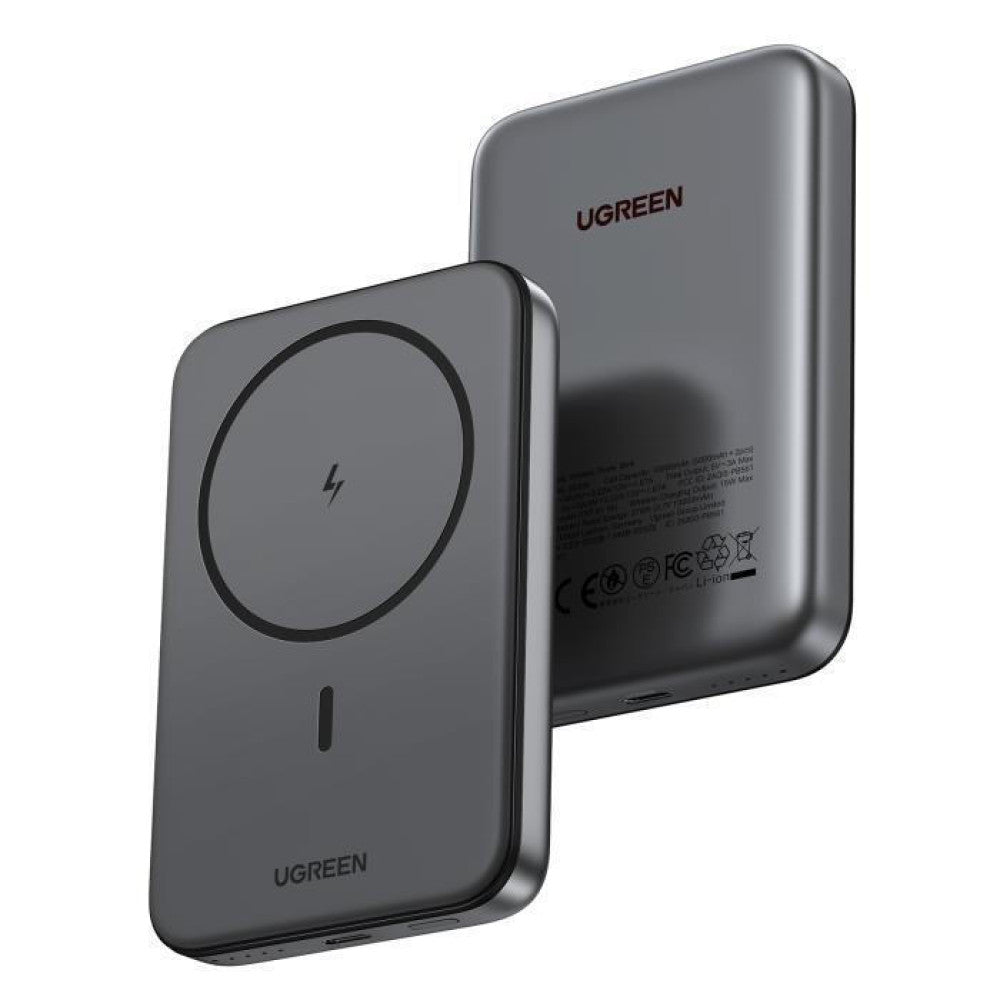 Bateria Externa Wireless UGREEN PB561, 10000mAh, 20W, PD + FQI, 1 x QI - 1 x USB-C, Preta