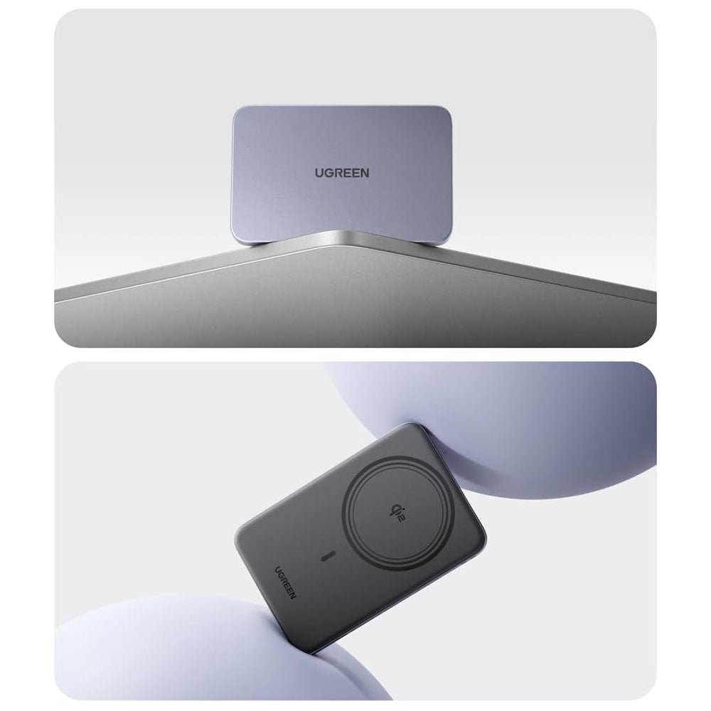 Bateria Externa Wireless UGREEN PB580 (75984B), 5000mAh, 15W, PD + FQI, 1 x QI - 1 x USB-C, Cinzento