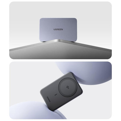 Bateria Externa Wireless UGREEN PB580 (75984B), 5000mAh, 15W, PD + FQI, 1 x QI - 1 x USB-C, Cinzento