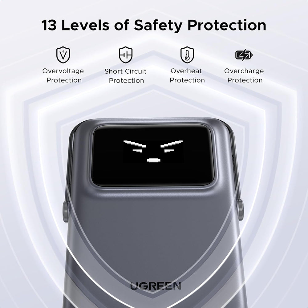 Bateria Externa Wireless UGREEN PB764 Uno, 10000mAh, 20W, PD + FQI, 1 x QI - 1 x USB-C, Cinzento