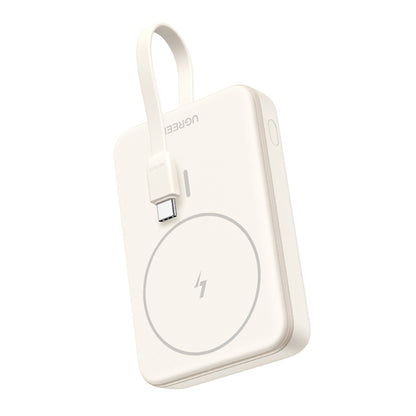 Bateria Externa Wireless UGREEN PB760, 10000mAh, 20W, PD + FQI, 1 x QI - 1 x USB-C, Bege