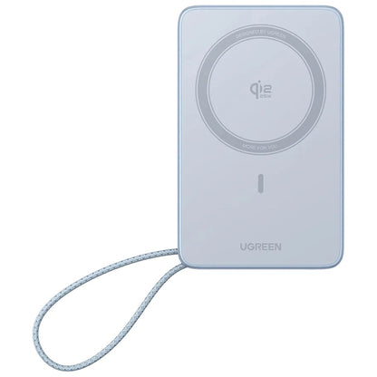 Bateria Externa Wireless UGREEN MagFlow PB773 (65958B), 10000mAh, 25W, PD + FQI, 1 x QI - 2 x USB-C, Azul