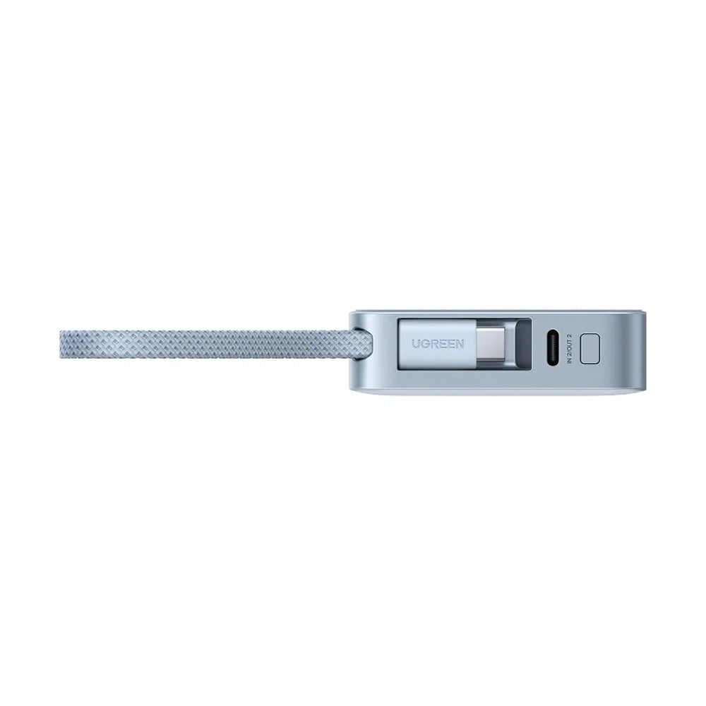 Bateria Externa Wireless UGREEN MagFlow PB773 (65958B), 10000mAh, 25W, PD + FQI, 1 x QI - 2 x USB-C, Azul