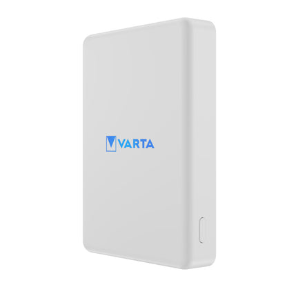 Bateria Externa Wireless Varta Mag Pro, 5000mAh, 12W, 1 x QI - 1 x USB-C, Branca