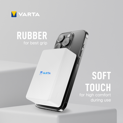 Varta Mag Pro Wireless External Battery, 10000mAh, 20W, 1 x QI - 2 x USB-C, White
