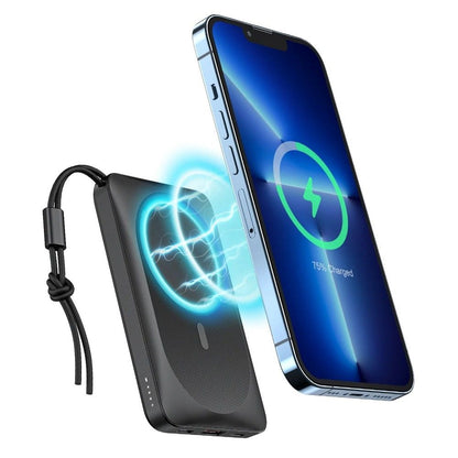 Bateria Externa Wireless Veger VP1151 / W1151, 10000mAh, 22.5W, QC + PD + FQI, 1 x QI - 1 x USB-A - 1 x USB-C, Preta