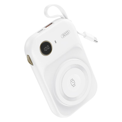 Bateria Externa Wireless XO Design PR270, 10000mAh, 22.5W, QC + PD + QI, 1 x QI - 1 x USB-A - 1 x USB-C, Branca
