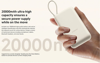 Bateria Externa Xiaomi, 20000mAh, 33W, QC + PD, 1 x USB-A - 2 x USB-C, Bege BHR8851GL
