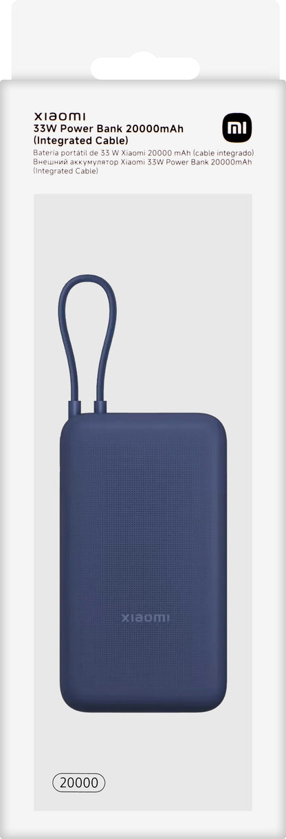 Bateria Externa Xiaomi, 20000mAh, 33W, QC + PD, 1 x USB-A - 2 x USB-C, Azul BHR8975GL