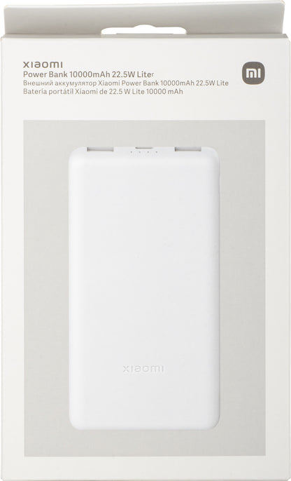 Bateria Externa Xiaomi Lite, 10000mAh, 22.5W, QC + PD, 1 x USB-C - 2 x USB-A, Branca BHR9350GL