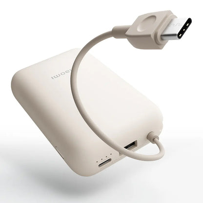 Bateria Externa Xiaomi Pocket, 10000mAh, 22.5W, QC + PD, 1 x USB-A - 2 x USB-C, Bege BHR9072GL