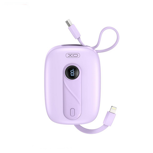 Bateria Externa XO Design PR246, 10000mAh, 22.5W, PD, 1 x Lightning - 2 x USB-C, Roxo