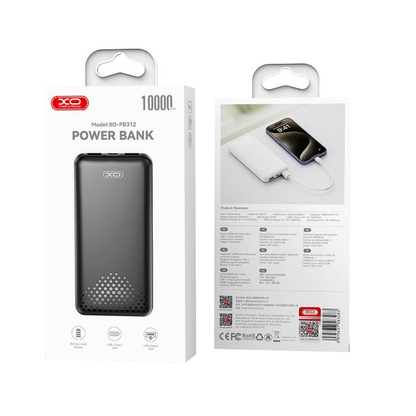Bateria Externa XO Design PB312, 10000mAh, 10W, 2 x USB-A, Preta