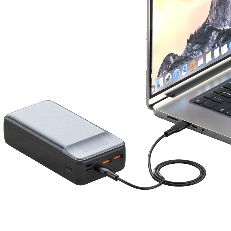 Bateria Externa XO Design PR201, 30000mAh, 65W, QC + PD, 1 x USB-C - 2 x USB-A, Preta