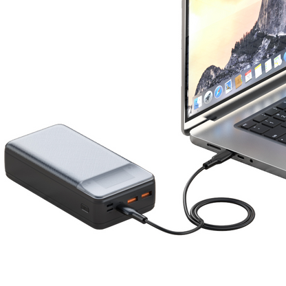 Bateria Externa XO Design PR201, 30000mAh, 65W, QC + PD, 1 x USB-C - 2 x USB-A, Preta