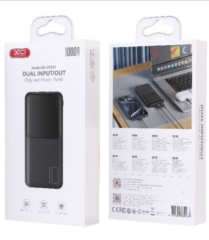 XO Design PR251 External Battery, 10000mAh, 10W, 2 x USB-A, Black