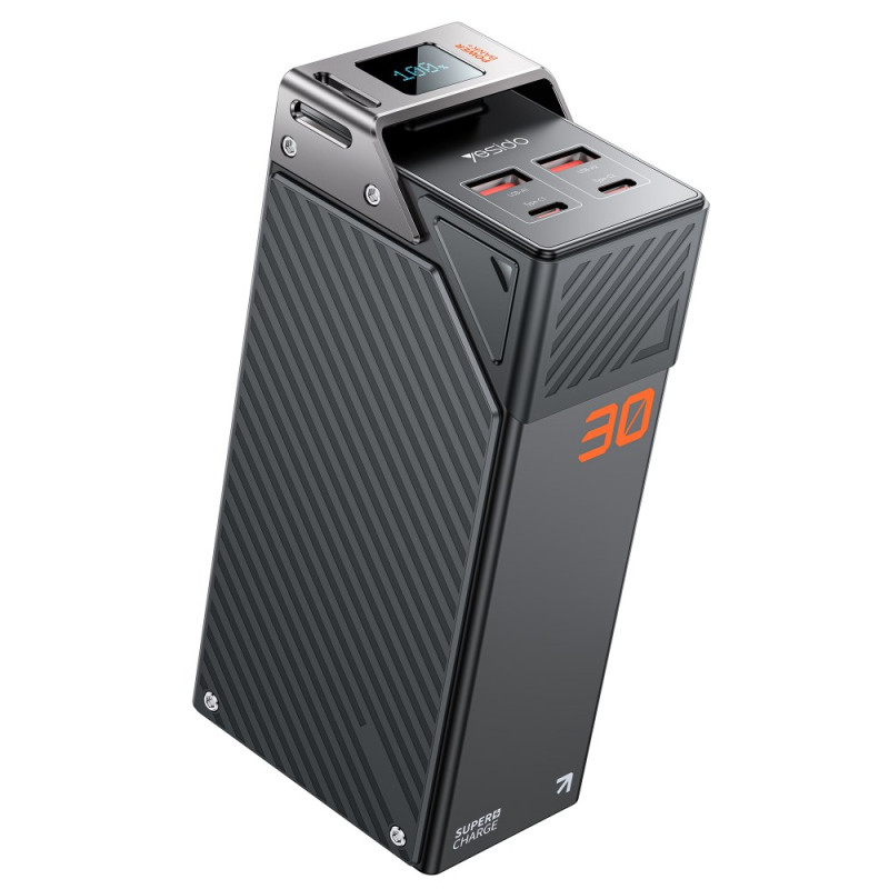 Bateria Externa Yesido YP62, 30000mAh, 22.5W, QC + PD, 2 x USB-A - 2 x USB-C, Preta