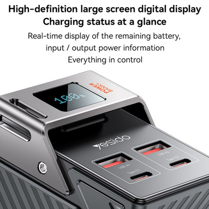 Bateria Externa Yesido YP62, 30000mAh, 22.5W, QC + PD, 2 x USB-A - 2 x USB-C, Preta