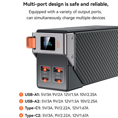 Bateria Externa Yesido YP62, 30000mAh, 22.5W, QC + PD, 2 x USB-A - 2 x USB-C, Preta