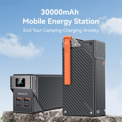 Bateria Externa Yesido YP62, 30000mAh, 22.5W, QC + PD, 2 x USB-A - 2 x USB-C, Preta