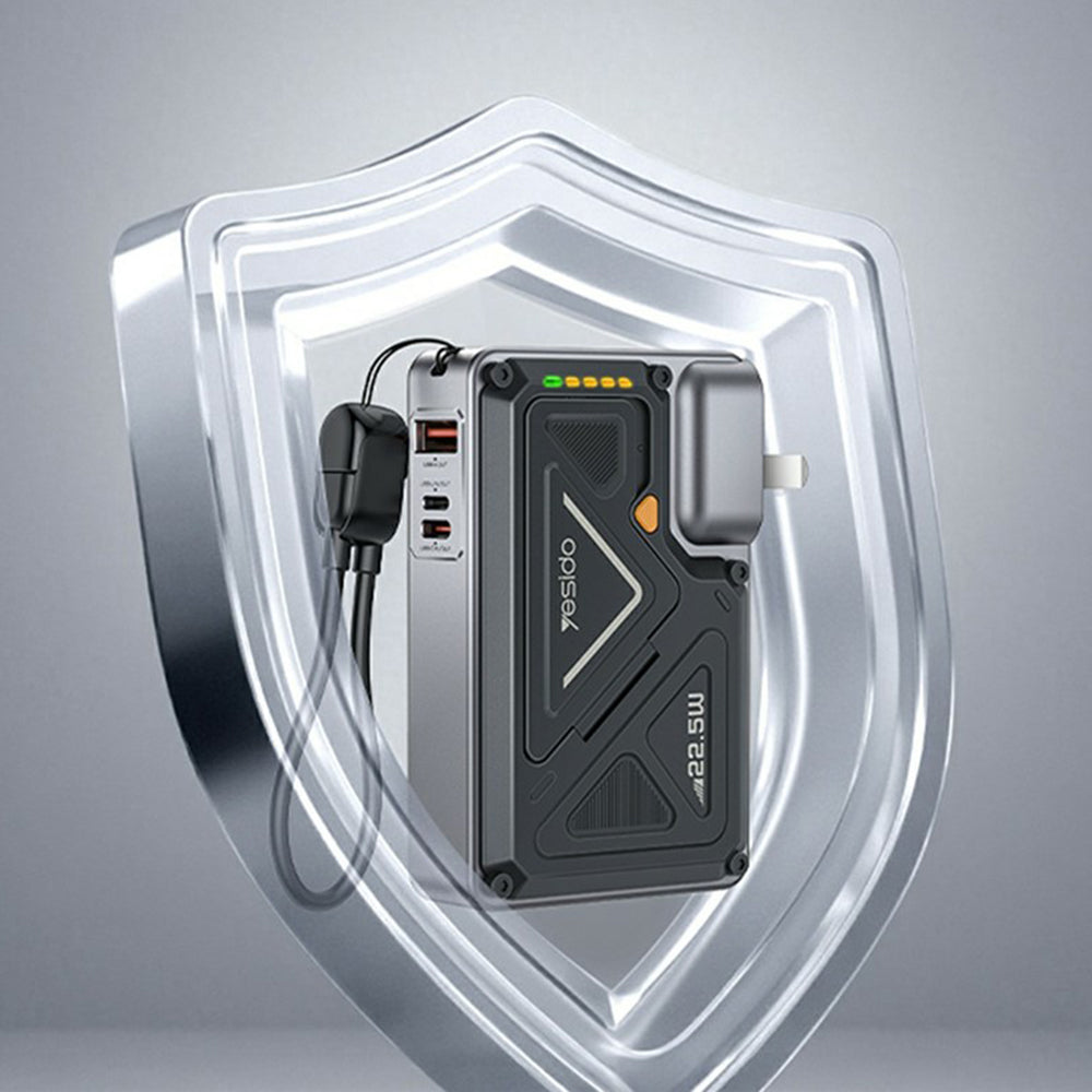 Bateria Externa Yesido YP89, 10000mAh, 22.5W, QC + PD + FQI, 1 x Lightning - 1 x QI - 1 x USB-A - 1 x USB-C, Cinzento