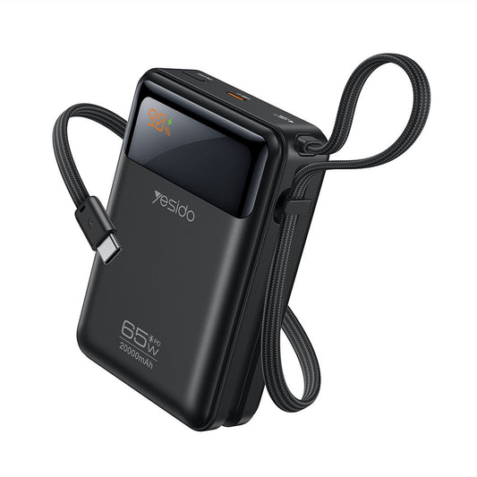 Bateria Externa Yesido YP97, 20000mAh, 65W, PD, 2 x USB-C, Cinzento
