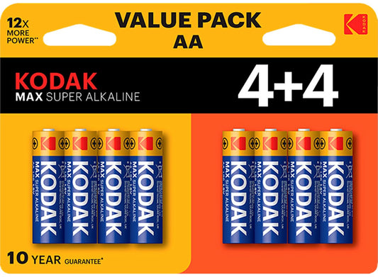 Bateria Kodak Max Alcalina, AA / LR6, Conjunto de 8 unidades EKSTD30419902P8