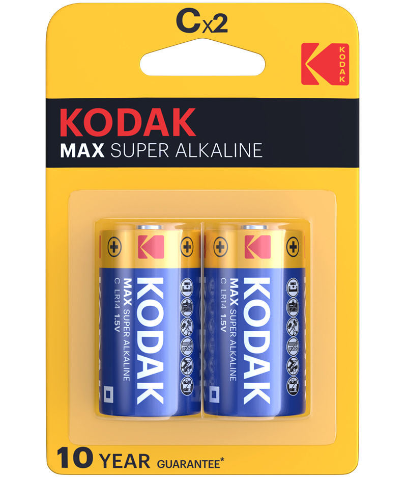 Pilha Kodak Max Alcalina, LR14 Conjunto 2 unidades