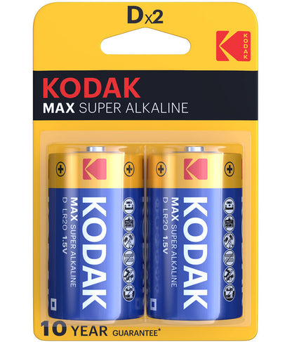 Bateria Kodak Max Alkaline, LR20, Conjunto de 2 unidades