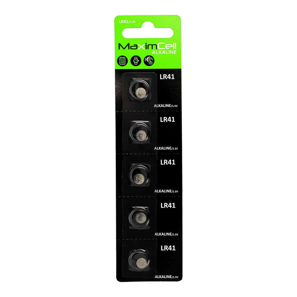 Bateria MaximCell, LR41 / AG3, Conjunto de 5 unidades
