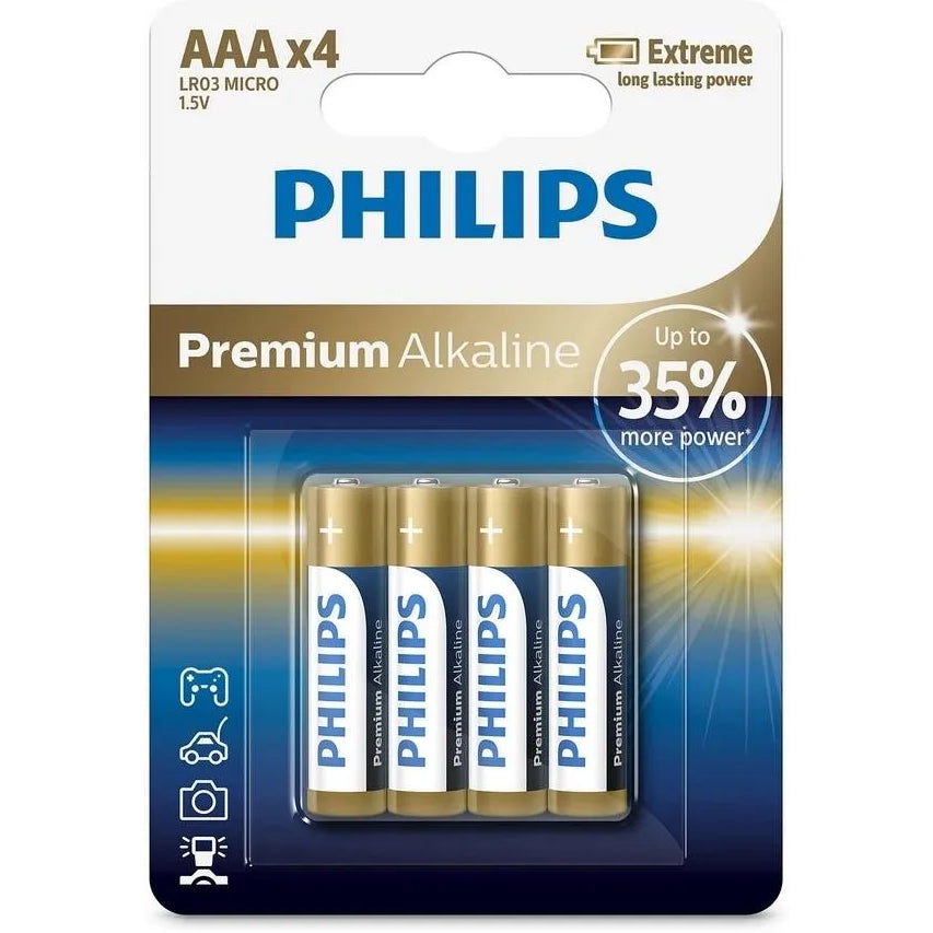 Bateria Philips Premium, AAA / LR3, Conjunto de 4 unidades Phil-LR03M4B/10