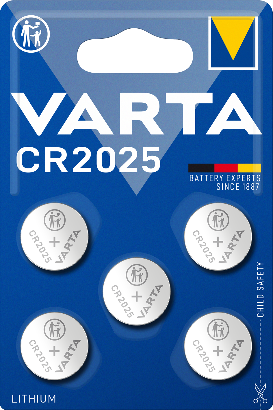 Pilhas Varta, CR2025, Conjunto 5 peças