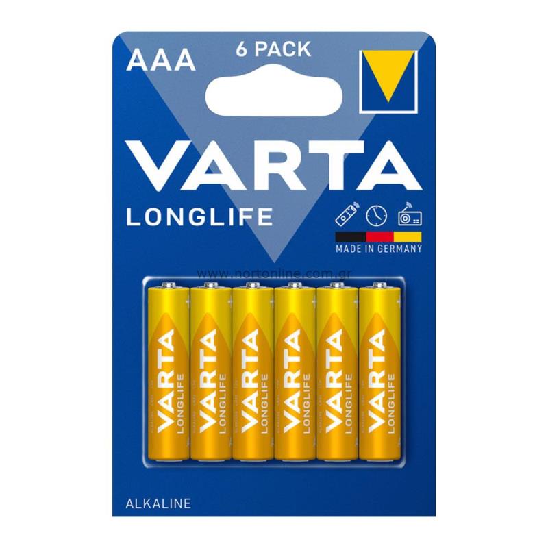 Pilhas Varta Longlife 4103, AAA / LR3, Conjunto 6 peças