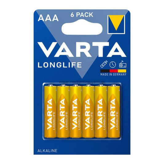 Pilhas Varta Longlife 4103, AAA / LR3, Conjunto 6 peças