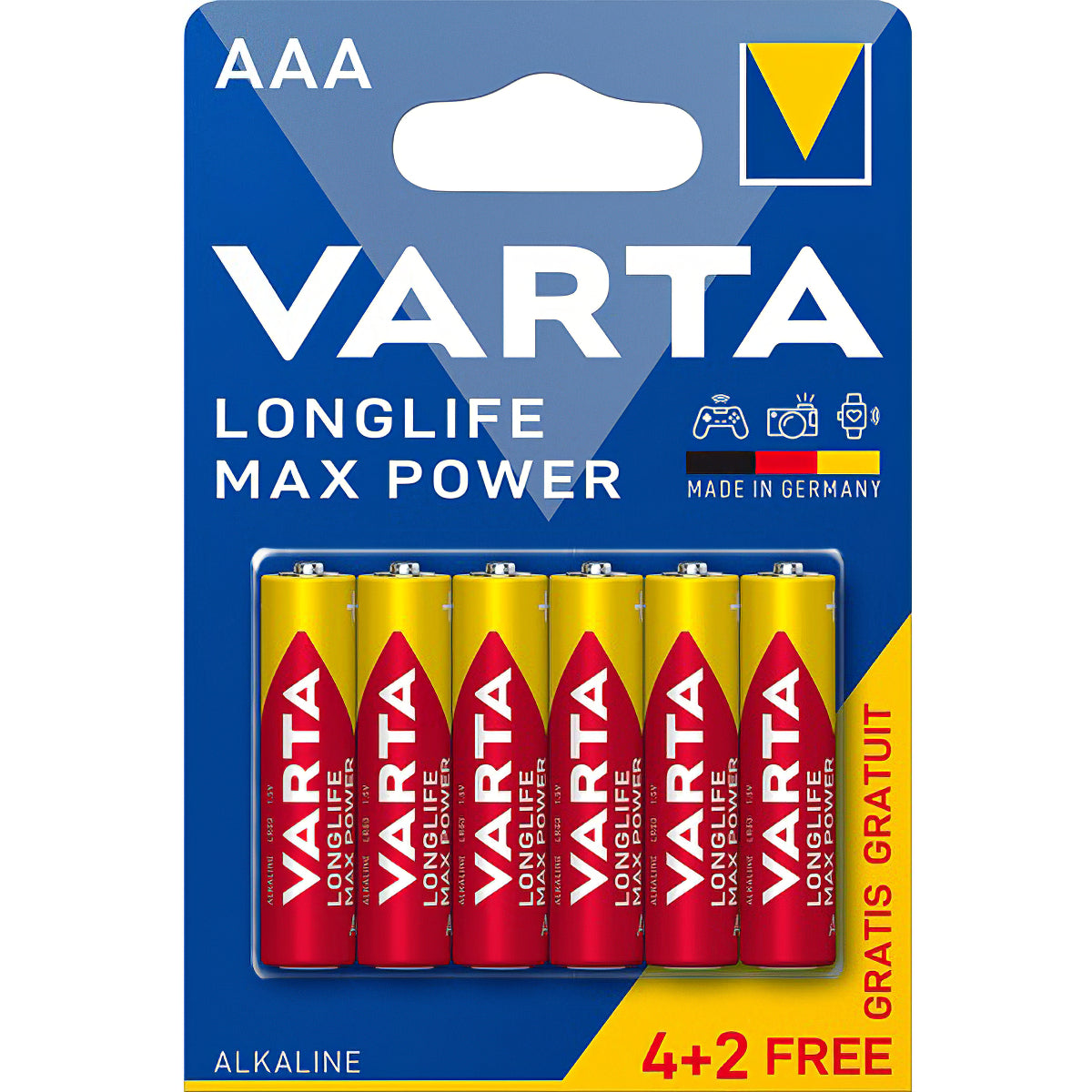 Pilhas Varta Longlife Max Power Max Power 4703, AAA / LR3, Conjunto de 6 unidades