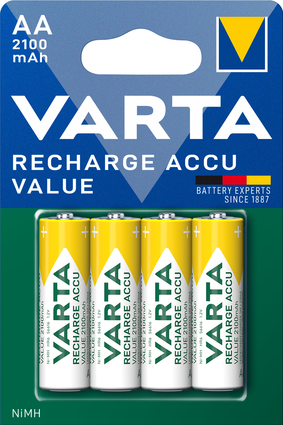 Pilha recarregável Varta Professional, AA / HR6, 2100mAh, Conjunto de 4 peças