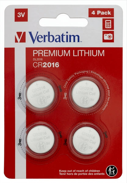 Bateria Verbatim Premium, CR2016, Conjunto de 4 unidades 49531