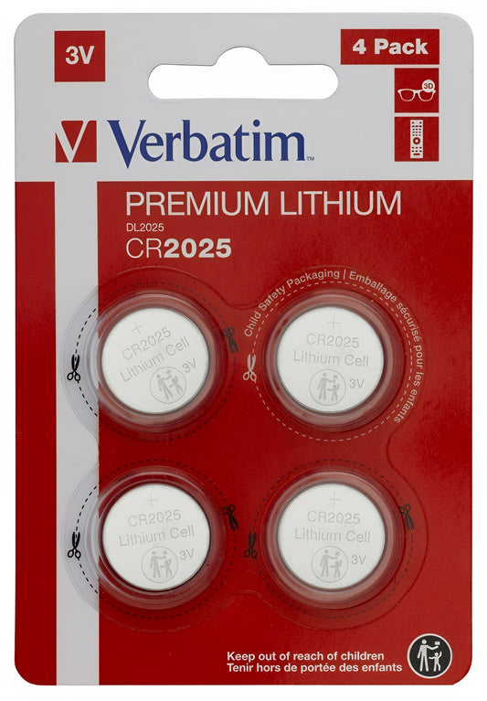 Bateria Verbatim Premium, CR2025, Conjunto de 4 unidades 49532