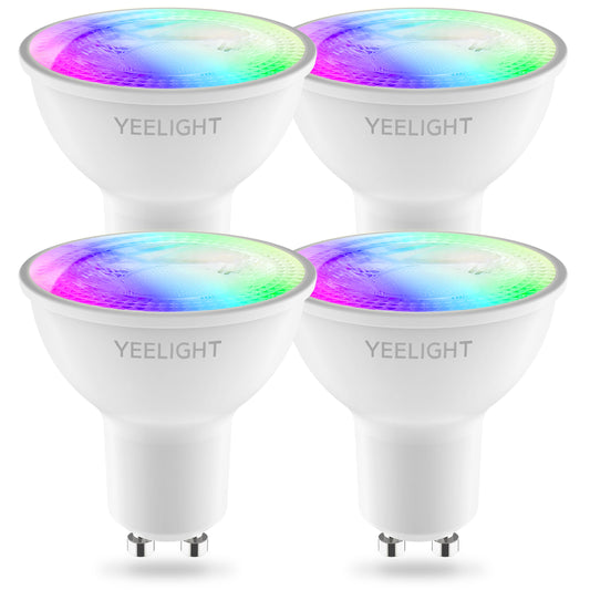 Lâmpada LED Yeelight W1, Wi-Fi, GU10, 4.5W, 2700K - 6500K, 350lm, Conjunto de 4 peças, Multicolor YLDP004-A