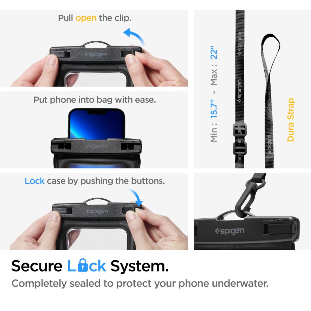 Mala e Capa Impermeável Universal Spigen A621, Preta AMP04533