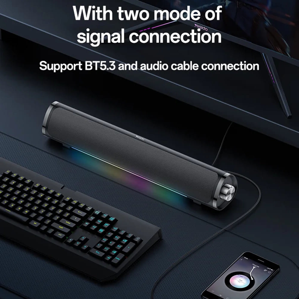 Coluna Bluetooth Yesido YSW27, 10W, RGB, Preta