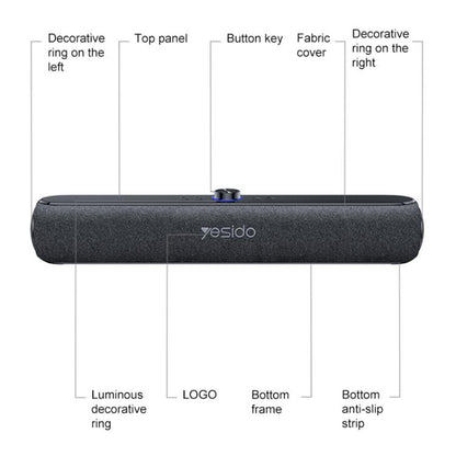 Coluna Bluetooth Yesido YSW42, 20W, Preta