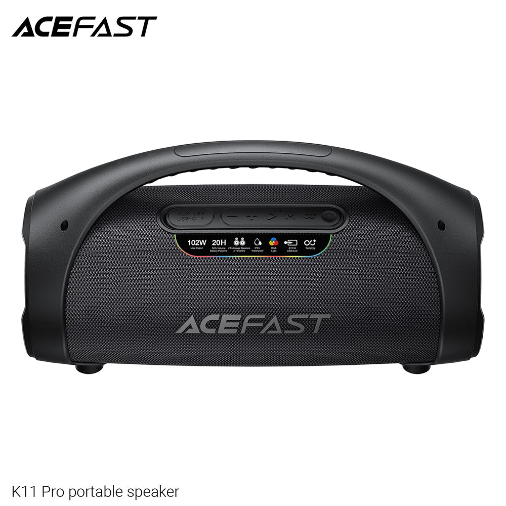 Acefast K11 Pro Portable Bluetooth Speaker, 102W, RGB, TWS, Waterproof, Black