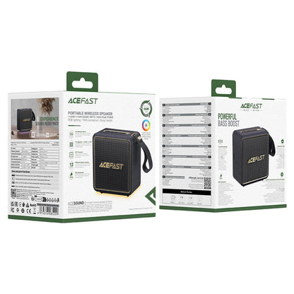 Coluna Portátil Bluetooth Acefast K3 Nano, 1 x 30W - 1 x 16W, RGB, à Prova de Água, Preta