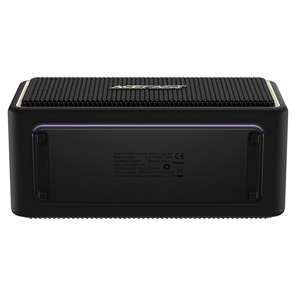 Coluna Bluetooth Acefast K3 Ultra, 120W, RGB, à prova de água, Preta