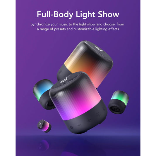Altifalante Bluetooth portátil Anker SoundCore Glow Mini, 8W, RGB, à prova de água, preto A3136G11 