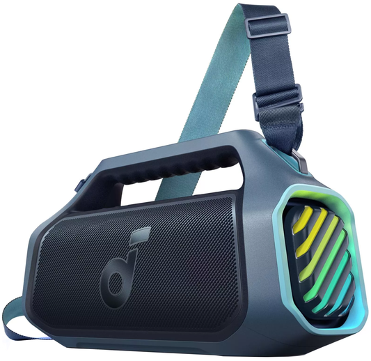 Coluna Portátil Bluetooth Anker SoundCore Boom 2 Plus Nova Versão, 140W, TWS, RGB, À Prova de Água, Azul A3134032
