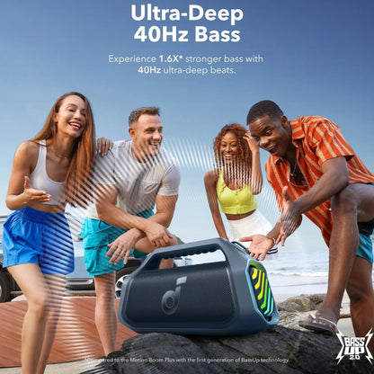 Altifalante portátil Bluetooth Anker Soundcore Boom 2 Plus, 140 W, RGB, à prova de água, azul A3134031 
