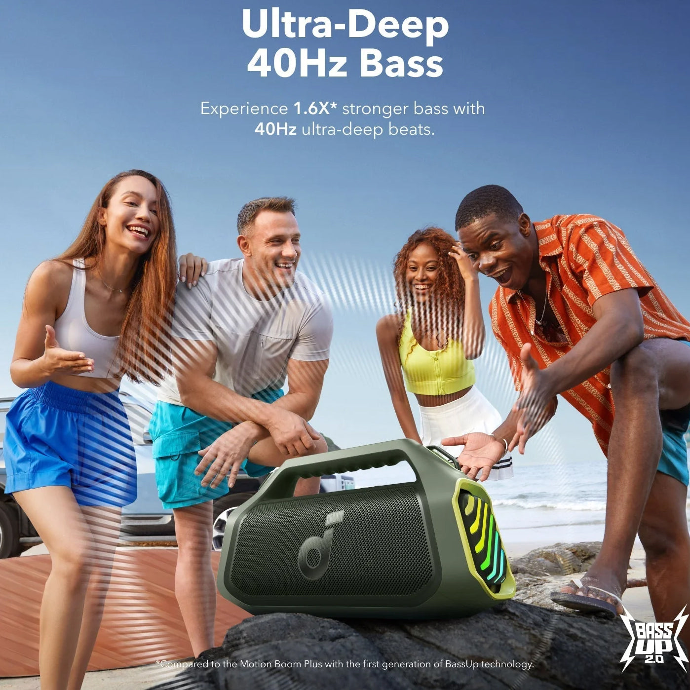 Altifalante Bluetooth portátil Anker Soundcore Boom 2 Plus, 140 W, RGB, à prova de água, verde A3134061 