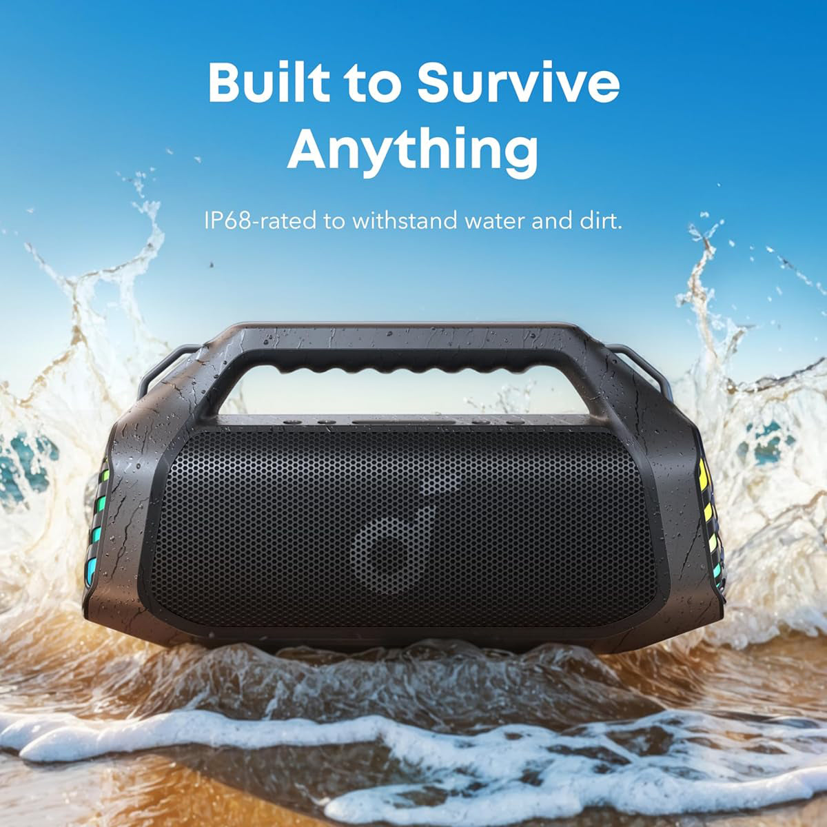 Coluna Portátil Bluetooth Anker SoundCore Boom 2 Pro, 140W, TWS, RGB, à prova de água, Preta A3134A11